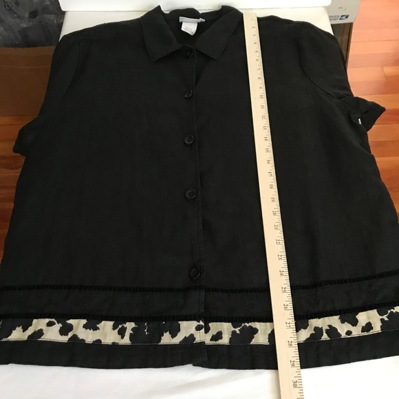 HOT COTTON 100% Linen Blouse Button Down Tunic Top Black Women’s Plus Size 2X - Picture 14 of 16